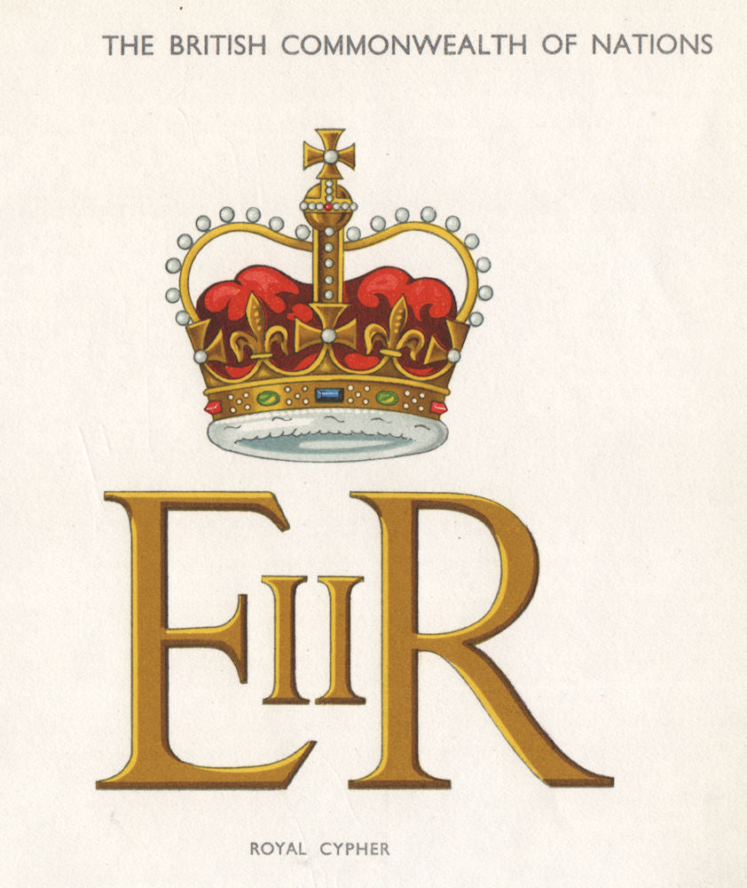 BRITISH FLAGS. Royal Cypher 1958 old vintage print picture